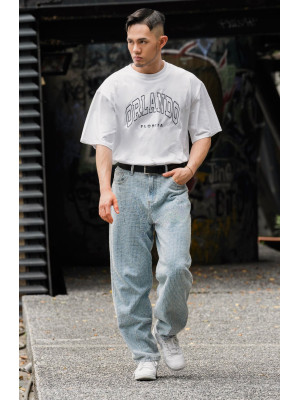 編織格紋中高腰直筒牛仔褲『韓國現貨』