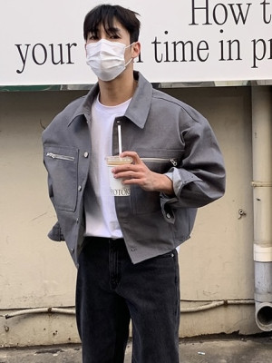 一件讓你帥到爆!復古翻領雙口袋牛仔夾克『韓國連線』