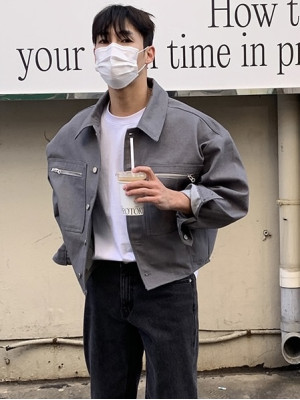 一件讓你帥到爆!復古翻領雙口袋牛仔夾克『韓國連線』