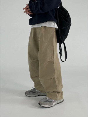 韓國🇰🇷慵懶時髦感!!寬鬆雙摺棉質休閒長褲『韓國連線』