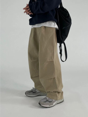 韓國🇰🇷慵懶時髦感!!寬鬆雙摺棉質休閒長褲『韓國連線』