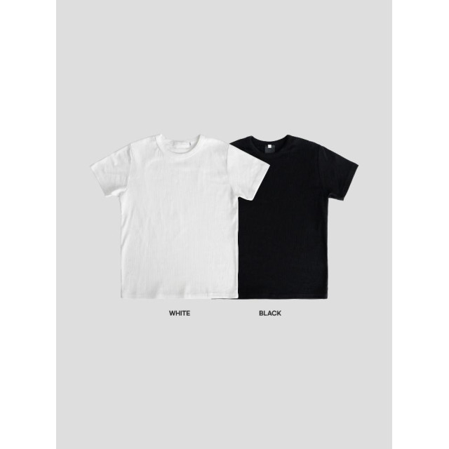 韓國🇰🇷黑白兩色基本款顯壯螺紋貼身短袖『韓國連線』