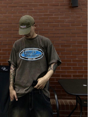 韓國🇰🇷潮流上衣一年四季都需要!!落肩水洗街頭風印花短袖『韓國連線』