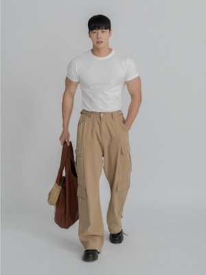 韓國🇰🇷寬鬆直筒棉質工裝長褲『韓國連線』