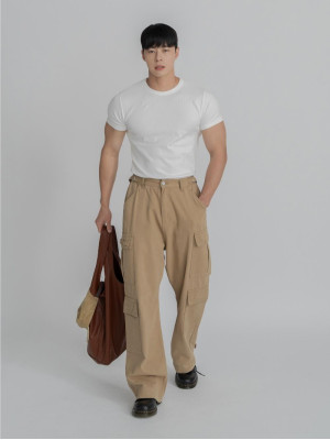 韓國🇰🇷寬鬆直筒棉質工裝長褲『韓國連線』