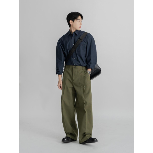 韓國🇰🇷顯腿長的單邊掐線摺痕直筒寬褲『韓國連線』