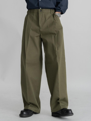 韓國🇰🇷顯腿長的單邊掐線摺痕直筒寬褲『韓國連線』