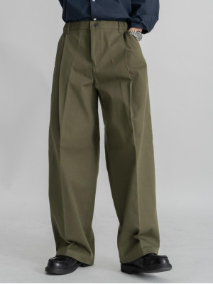 韓國🇰🇷顯腿長的單邊掐線摺痕直筒寬褲『韓國連線』