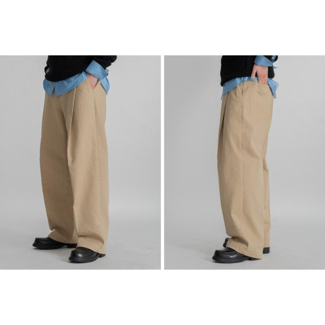 韓國🇰🇷顯腿長的單邊掐線摺痕直筒寬褲『韓國連線』