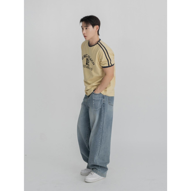 韓國🇰🇷寬鬆折痕線條丹寧寬褲『韓國連線』