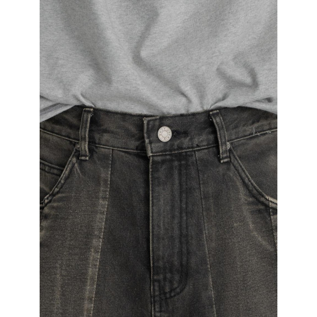 韓國🇰🇷『1+1』圓領肩線條印花短袖+寬鬆折痕線條丹寧寬褲『韓國連線』