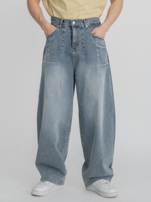 韓國🇰🇷寬鬆折痕線條丹寧寬褲『韓國連線』