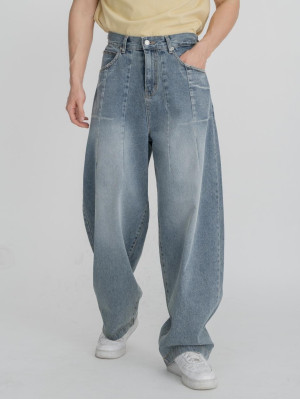 韓國🇰🇷寬鬆折痕線條丹寧寬褲『韓國連線』