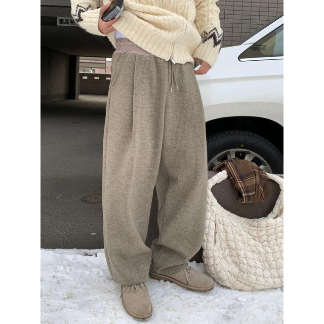 韓國🇰🇷高質感鬆緊腰單掐摺針織休閒褲『韓國連線』