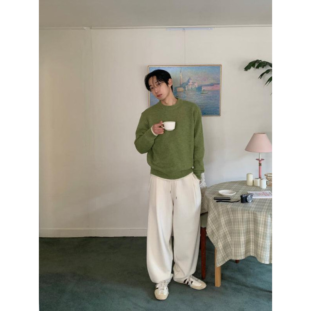 韓國🇰🇷高質感鬆緊腰單掐摺針織休閒褲『韓國連線』