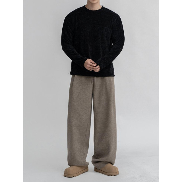 韓國🇰🇷高質感鬆緊腰單掐摺針織休閒褲『韓國連線』