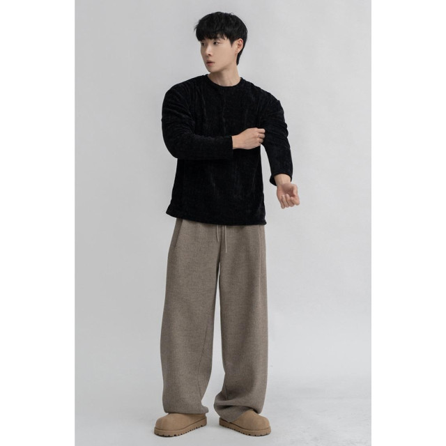 韓國🇰🇷高質感鬆緊腰單掐摺針織休閒褲『韓國連線』