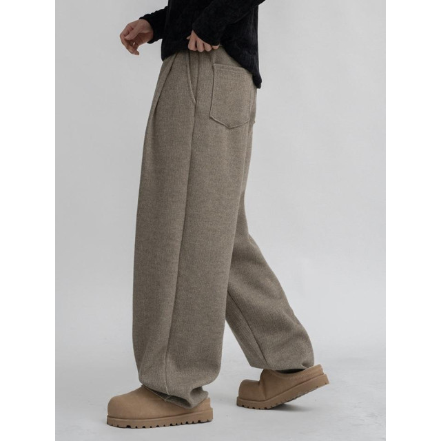 韓國🇰🇷高質感鬆緊腰單掐摺針織休閒褲『韓國連線』