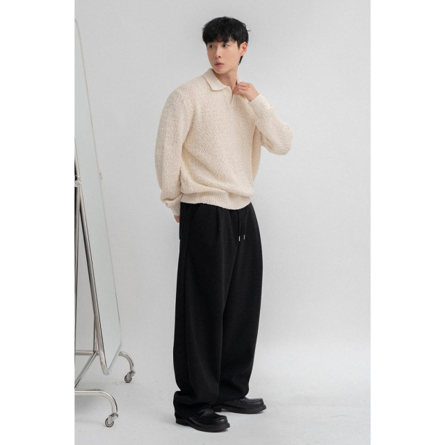 韓國🇰🇷高質感鬆緊腰單掐摺針織休閒褲『韓國連線』