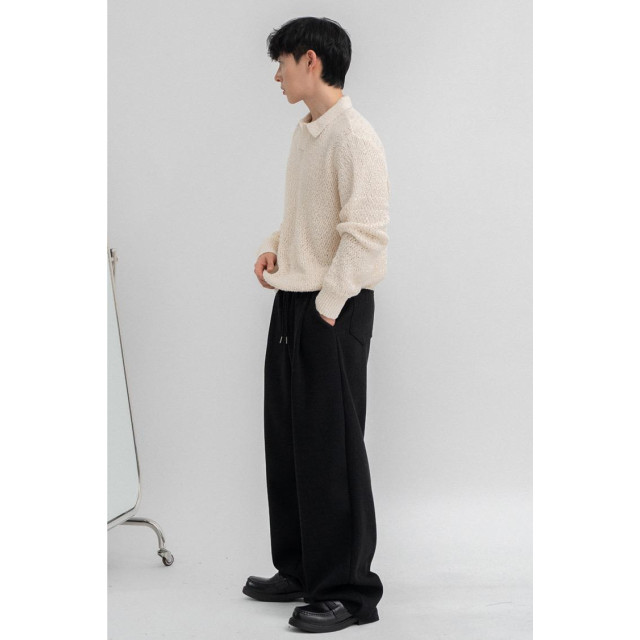 韓國🇰🇷高質感鬆緊腰單掐摺針織休閒褲『韓國連線』