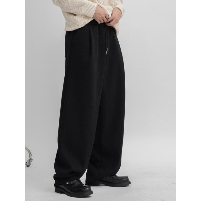 韓國🇰🇷高質感鬆緊腰單掐摺針織休閒褲『韓國連線』