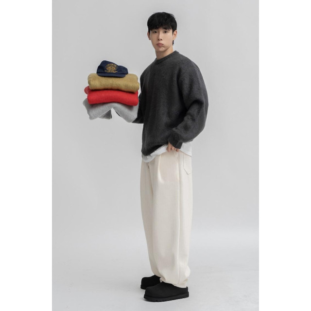 韓國🇰🇷高質感鬆緊腰單掐摺針織休閒褲『韓國連線』