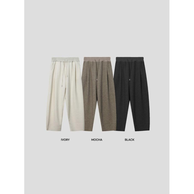 韓國🇰🇷高質感鬆緊腰單掐摺針織休閒褲『韓國連線』