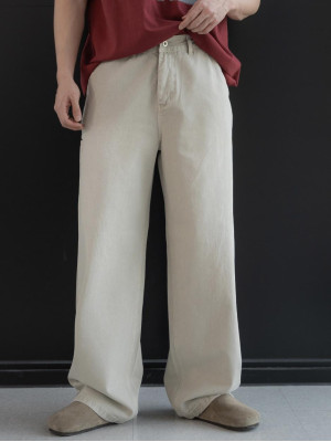 韓國🇰🇷2色純棉水洗側袋休閒寬褲『韓國連線』