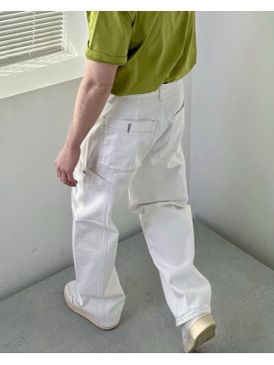 韓國🇰🇷拼接設計斜紋牛仔褲『韓國連線』