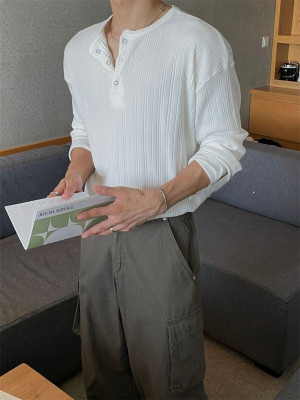 韓國🇰🇷早秋經典款出來了!!輕薄螺紋亨利領針織長袖『韓國連線』