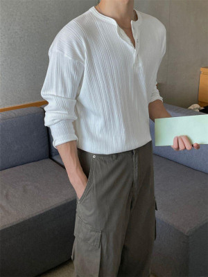 韓國🇰🇷早秋經典款出來了!!輕薄螺紋亨利領針織長袖『韓國連線』