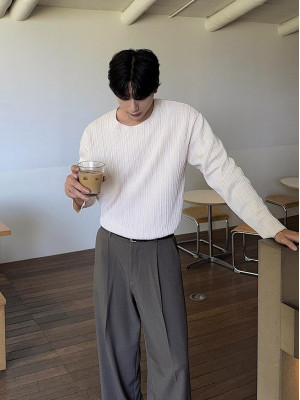 韓國🇰🇷秋天百搭單品回歸!!抗皺紋理圓領寬鬆長袖『韓國連線』