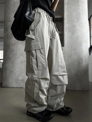 韓國🇰🇷秋天這件長褲絕不能少!!尼龍潮流捏摺口袋工裝休閒褲『韓國連線』