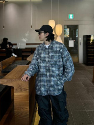 韓國🇰🇷誰能抗拒特殊色大格紋!!霧染格紋長袖襯衫『韓國連線』