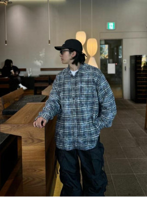 韓國🇰🇷誰能抗拒特殊色大格紋!!霧染格紋長袖襯衫『韓國連線』