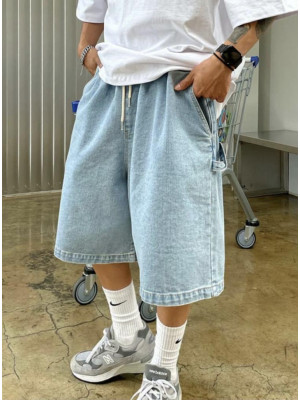 韓國🇰🇷穿整個春夏都沒問題的寬鬆復古彈性束口丹寧短褲『韓國連線』