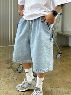 韓國🇰🇷穿整個春夏都沒問題的寬鬆復古彈性束口丹寧短褲『韓國連線』