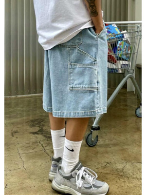 韓國🇰🇷穿整個春夏都沒問題的寬鬆復古彈性束口丹寧短褲『韓國連線』