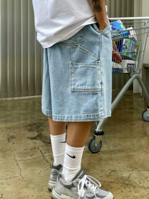 韓國🇰🇷穿整個春夏都沒問題的寬鬆復古彈性束口丹寧短褲『韓國連線』