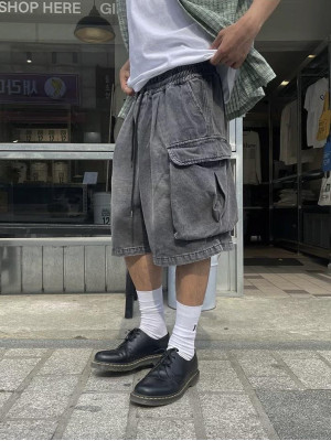 韓國🇰🇷一件短褲百搭各種上衣!!復古水洗雙口袋工裝短褲『韓國連線』