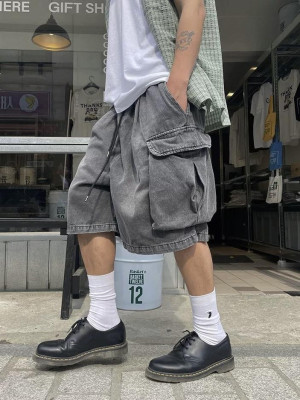 韓國🇰🇷一件短褲百搭各種上衣!!復古水洗雙口袋工裝短褲『韓國連線』