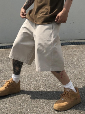 韓國🇰🇷夏天必備日常百搭過膝褲!!寬鬆側口袋過膝短褲『韓國連線』