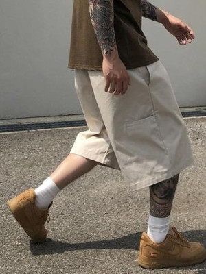 韓國🇰🇷夏天必備日常百搭過膝褲!!寬鬆側口袋過膝短褲『韓國連線』