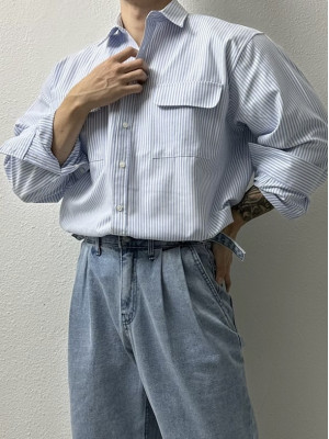 早春最有質感線條襯衫!重磅寬鬆雙口袋襯衫『韓國連線』