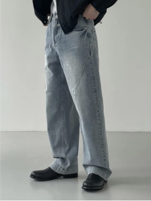 適合所有人搭配的車邊直筒丹寧褲『韓國連線』