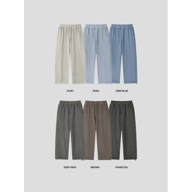 韓國🇰🇷復古水洗毛邊拼接線休閒長褲『韓國連線』