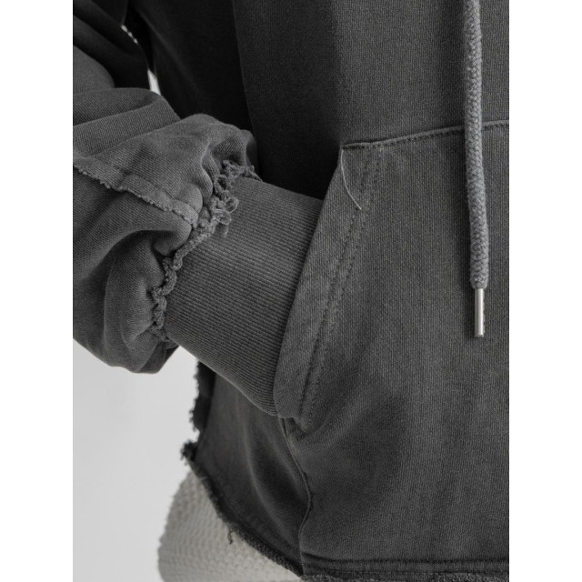 韓國🇰🇷復古水洗毛邊拼接線連帽外套『韓國連線』