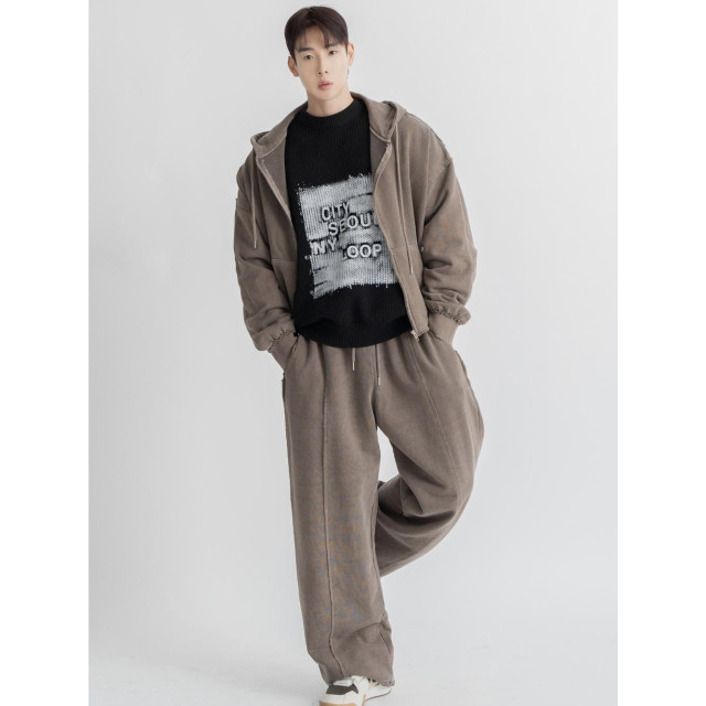 韓國🇰🇷復古水洗毛邊拼接線連帽外套『韓國連線』