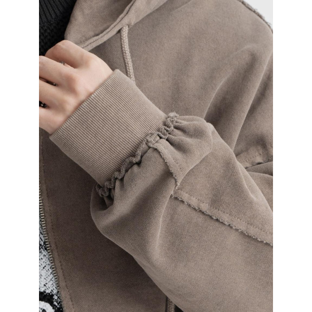 韓國🇰🇷復古水洗毛邊拼接線連帽外套『韓國連線』