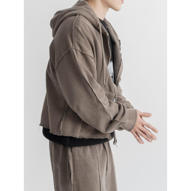 韓國🇰🇷復古水洗毛邊拼接線連帽外套『韓國連線』